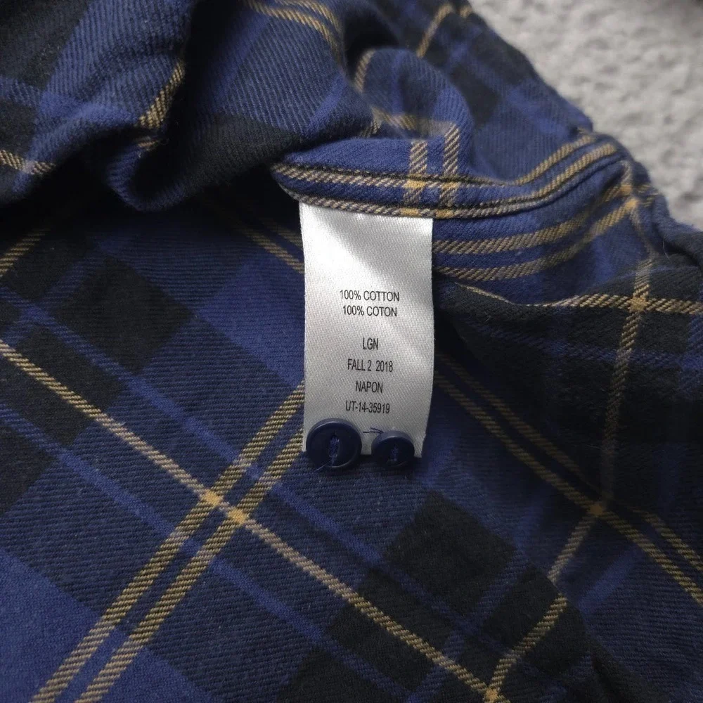 UNTUCKit Men 3XL Blue Plaid Cotton Button Up Shirt Long Sleeve Chest Pocket